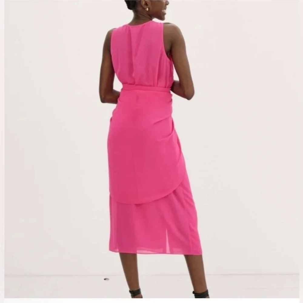 HATCH Maternity Jaden Pink Sleeveless Button Chiffon Wrap Dress XL